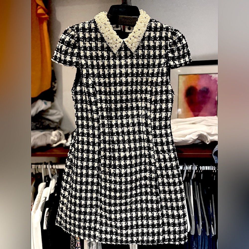 Black and white mini dress